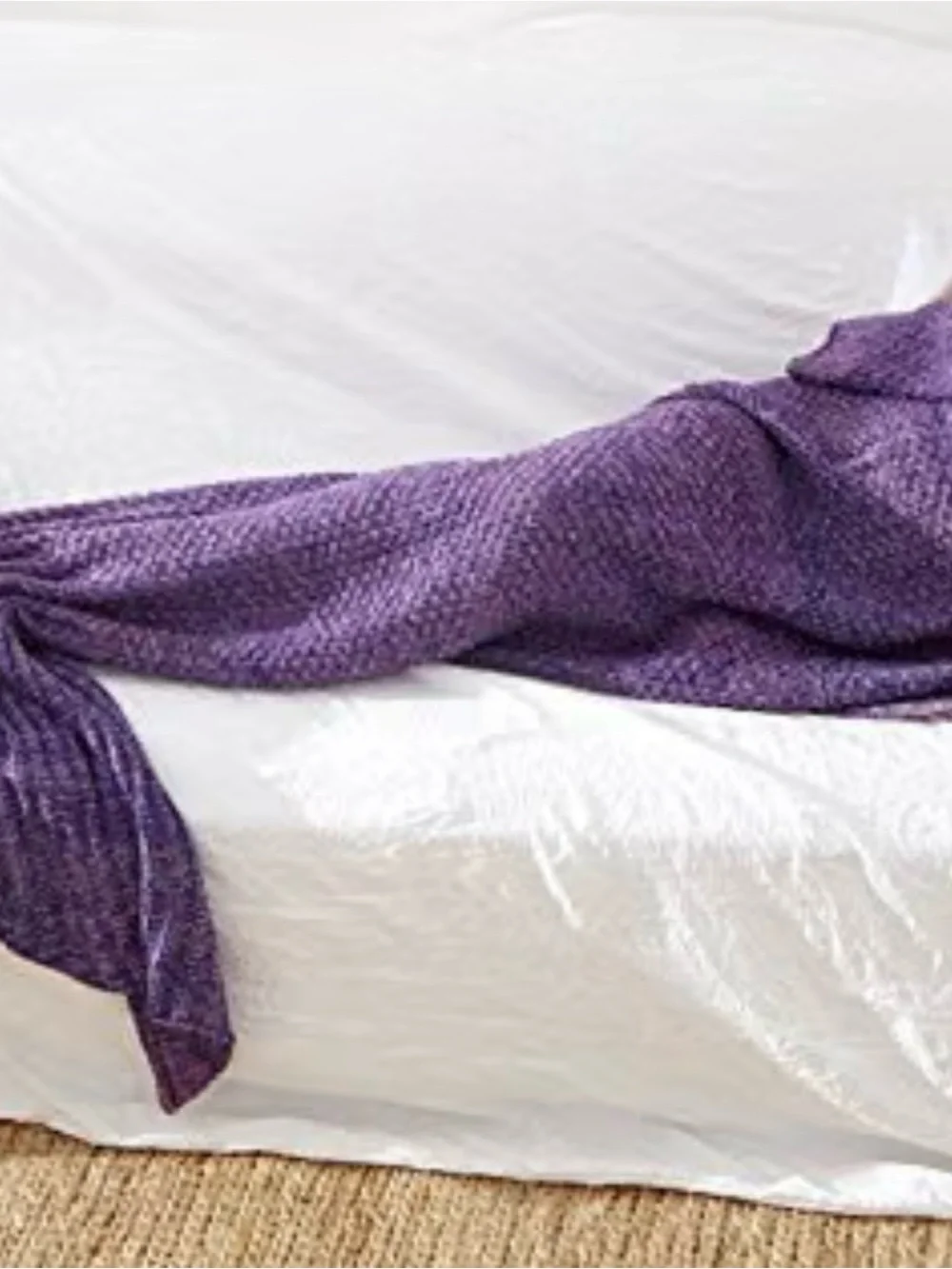 Crochet Mermaid Tail Knit Blanket / Sleeping Bag Throw- Coral Reef Purple